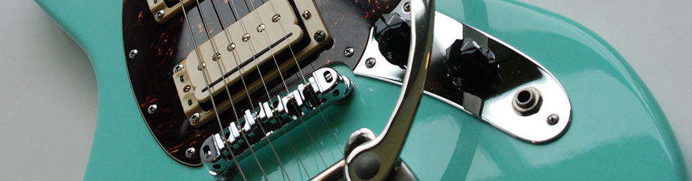 Closeup of an electric guitar