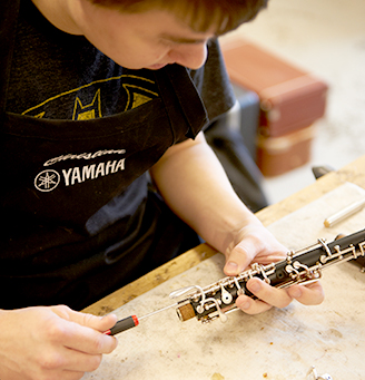 Student working on clarinet